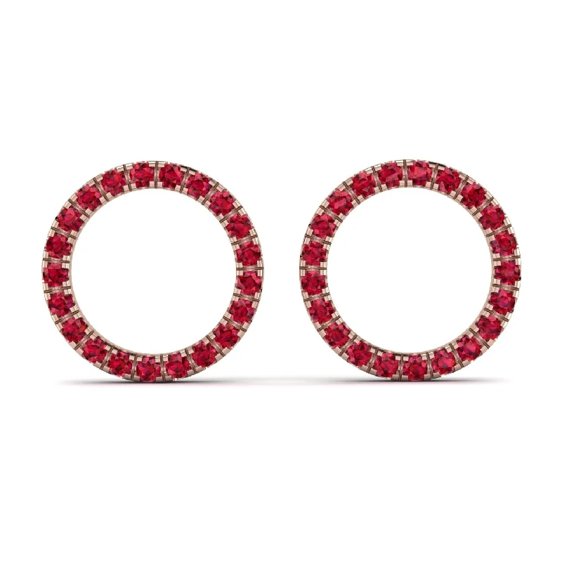 beautiful chandelier earrings for women-Circle Stud Ruby Earring - Lucille No. 11