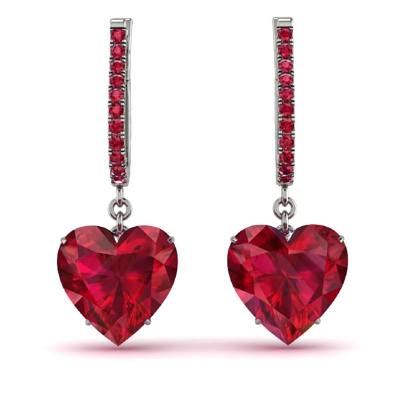 chic chandelier earrings for women-Heart Ruby Earrings - Noelle No. 57