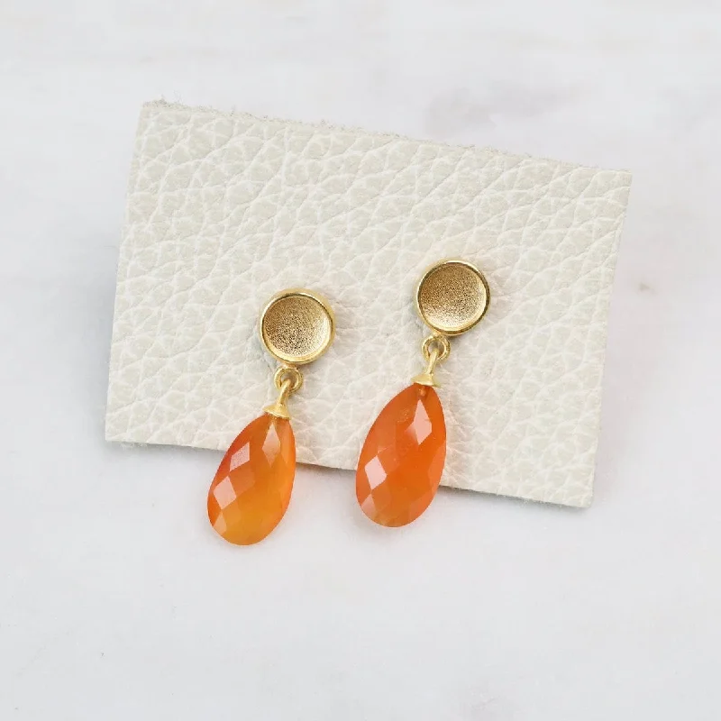 simple crystal earrings for women-Sun Drop Carnelian Earrings