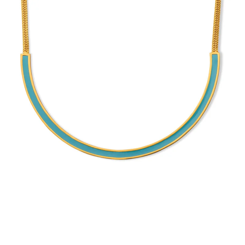 heart-shaped pendant necklaces for women-Coastal Turquoise Enamel Necklace