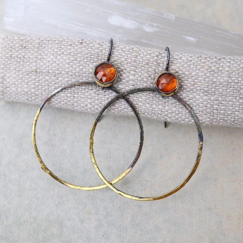 romantic stud earrings for women-Orange Kyanite Rim Hoop Earrings