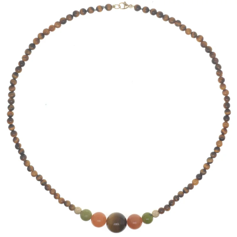 crystal gemstone necklaces for women-Bubbles Necklace - TigersEye