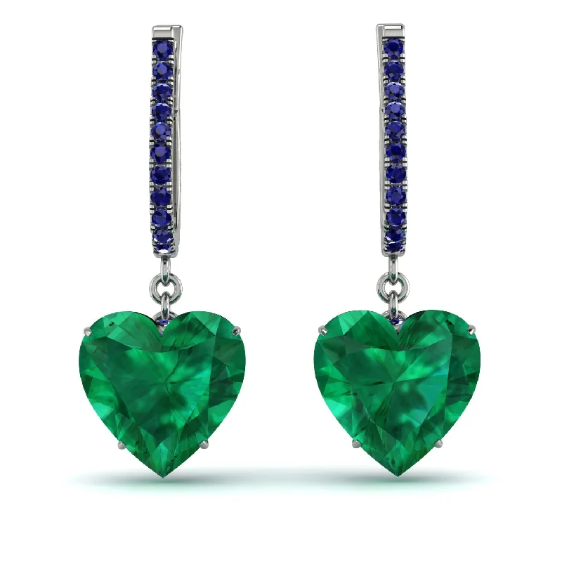 sleek stud earrings for women-Heart Emerald Earrings - Noelle No. 66