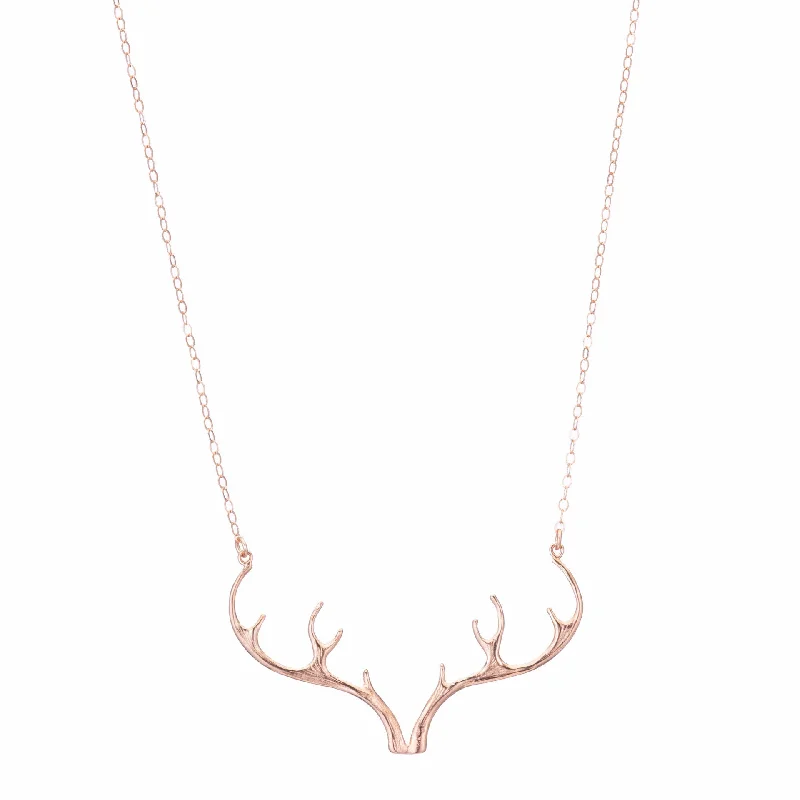 infinity pendant necklaces for women-Rose Gold Antler Necklace