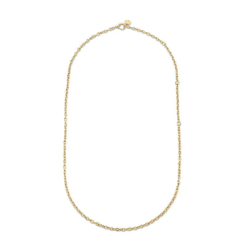 multi-strand chain necklaces for women-SOLID GOLD OVAL LINK CHAIN NECKLACE