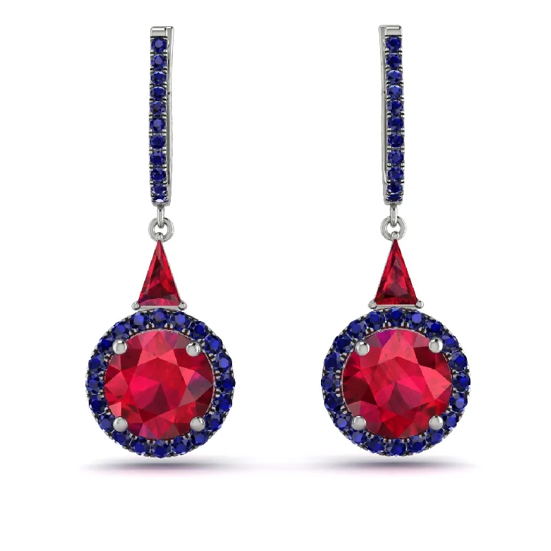 gold and diamond earrings for women-Hidden Halo Ruby Earrings - Joanna No. 72