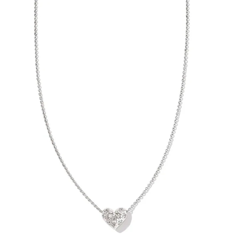 colorful beaded necklaces for women-Kendra Scott | Holland Silver Heart Short Pendant Necklace in White Crystal