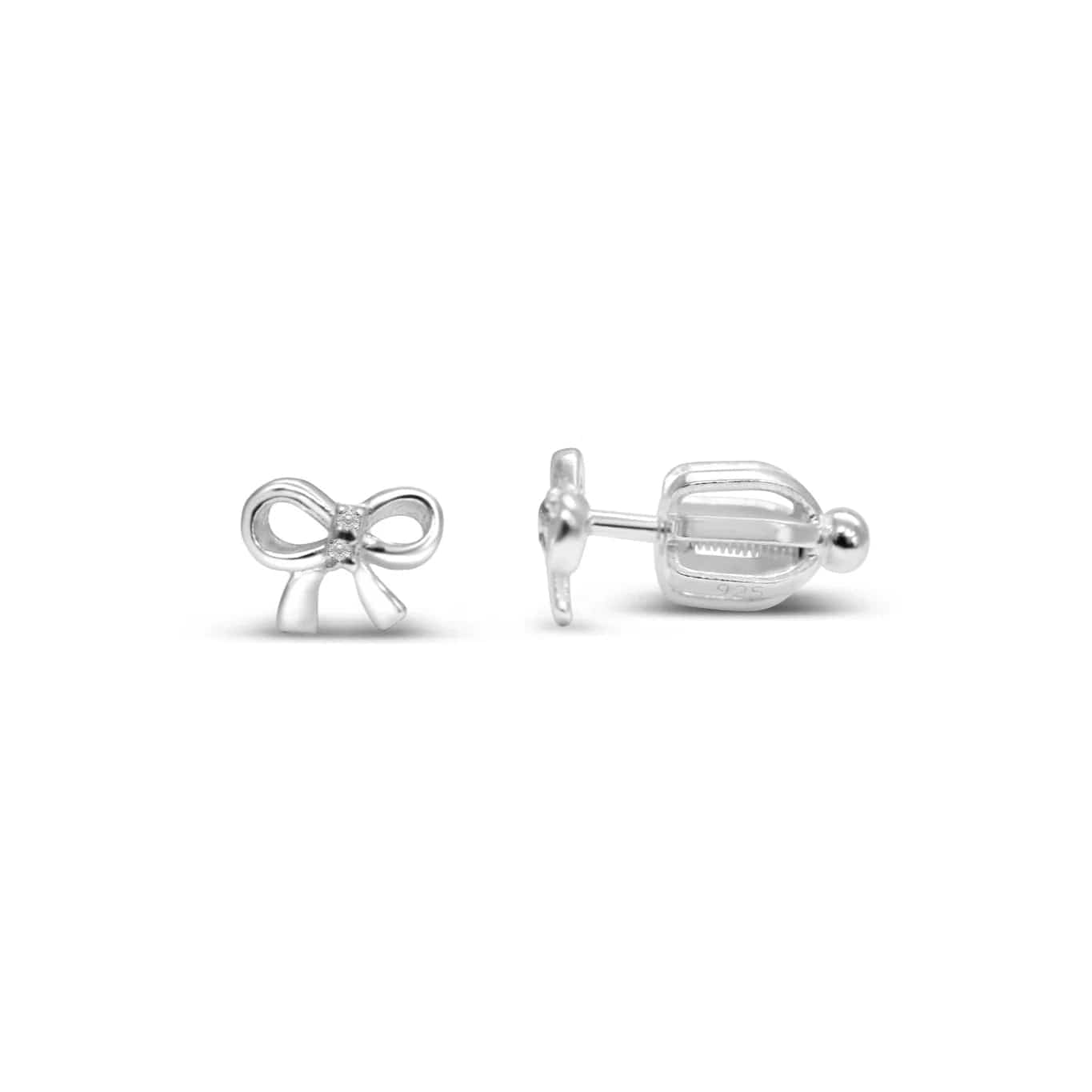 sterling silver drop earrings for women-Silver Just So, Bow Earrings