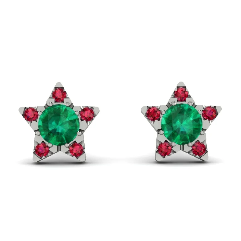 trendy drop earrings for women-Star Halo Emerald Earrings - Zelda No. 51