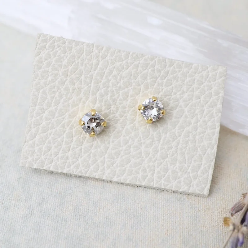 gorgeous stud earrings for women-Round Moonlight Post Earrings - Gold Plate