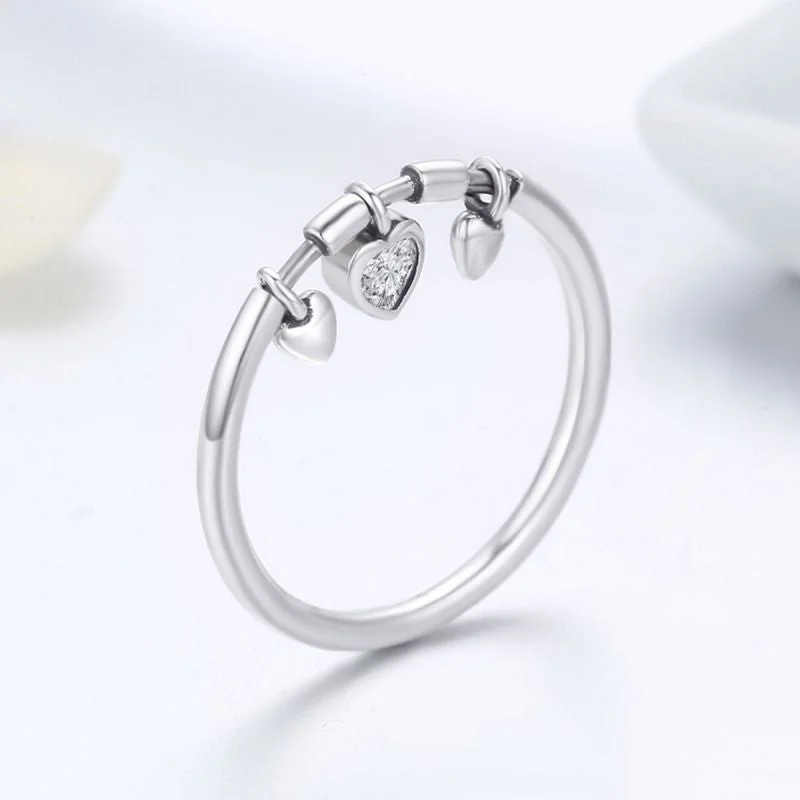 affordable engagement rings for women with diamonds-Ig Style Casual Heart Shape Sterling Silver Charm Inlay Zircon Charm Rings