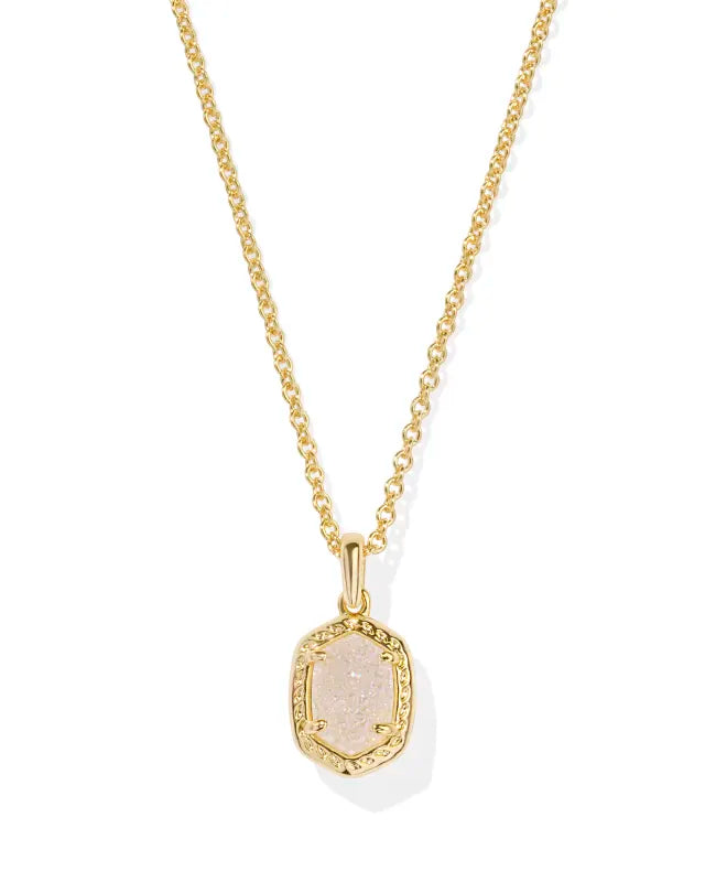 spiral necklaces for women-Kendra Scott | Daphne Frame Short Gold Pendant Necklace in Iridescent Drusy