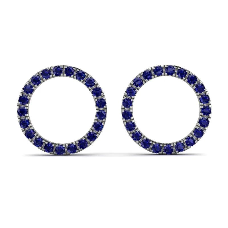 crystal chandelier earrings for women-Circle Stud Sapphire Earring - Lucille No. 15