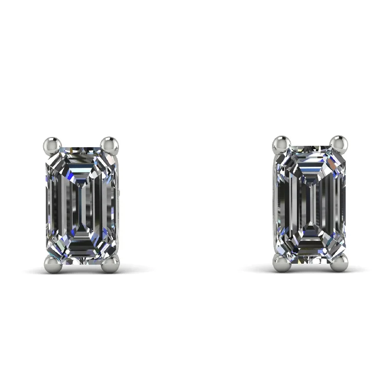 gorgeous stud earrings for women-Hidden Diamonds Emerald Cut Diamond Earrings - Angel No. 48