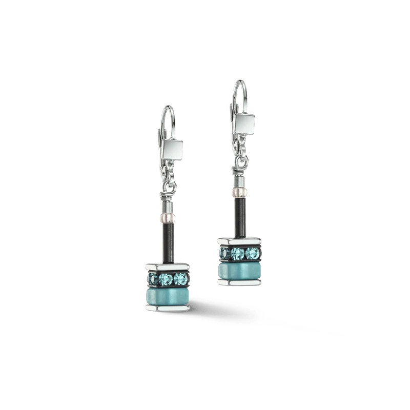 classic stud earrings for women-Turquoise GeoCube Earrings