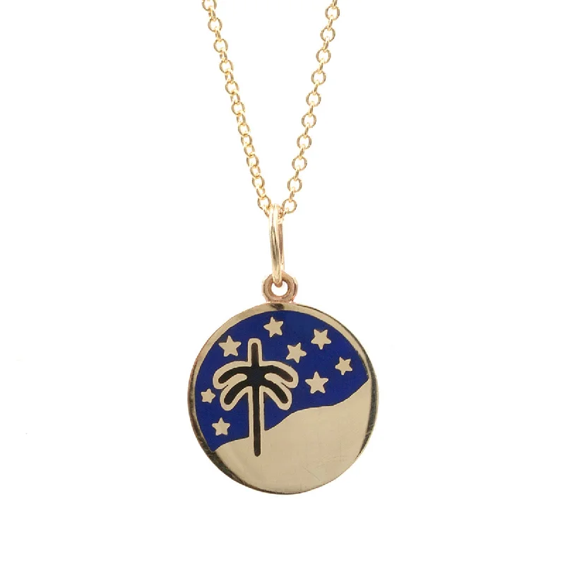 initial necklaces for women-Enamel Palm Tree Night Sky Necklace