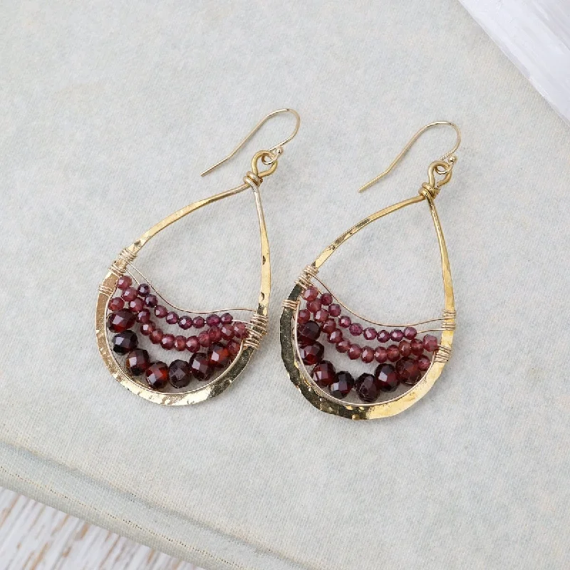 dangly earrings for women-Garnet Ombre Earrings