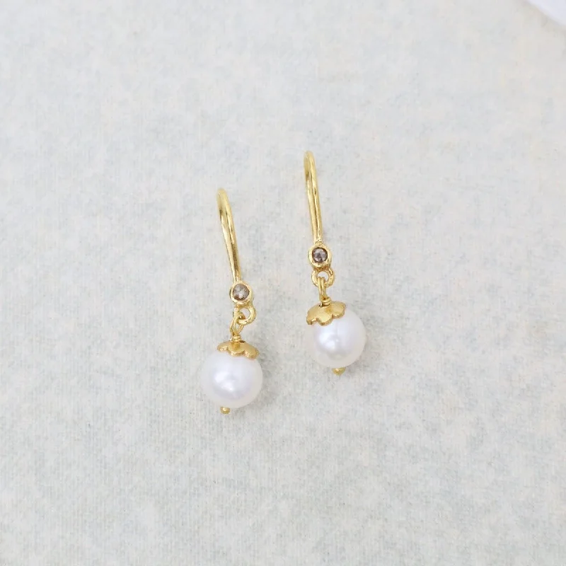 luxury gemstone earrings for women-Pearl on a Diamond French Hook Earrings