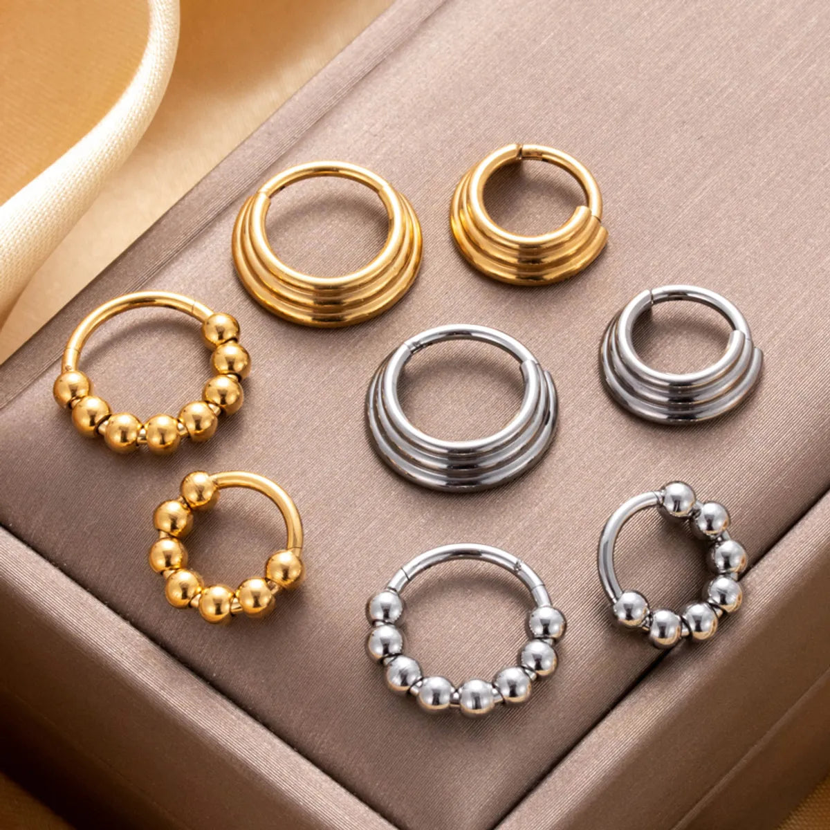 white gold rings for women-Simple Style Classic Style Circle Stainless Steel Plating Gold Plated Nose Ring