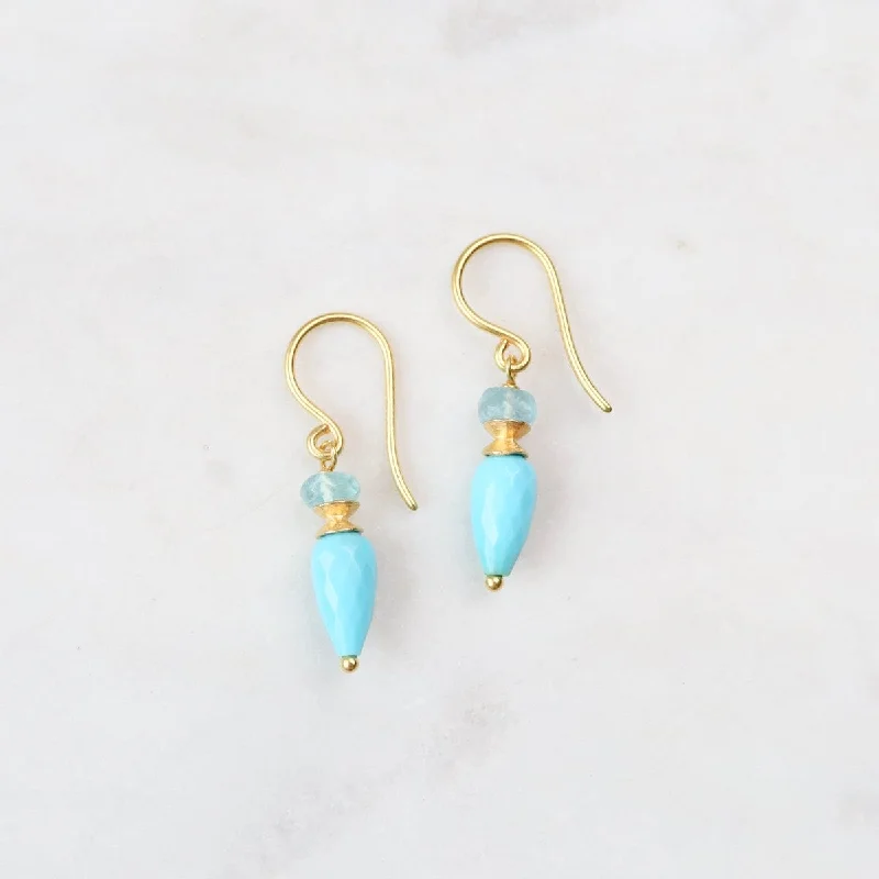 beautiful chandelier earrings for women-Faceted Apatite & Turquoise Earrings