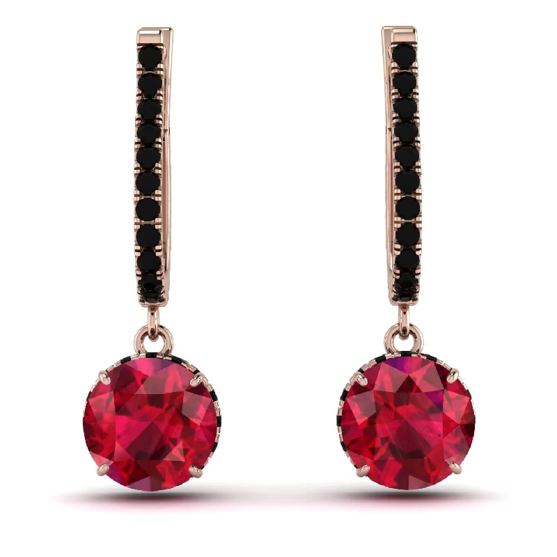 crystal hoop earrings for women-Ruby Dangle Earrings With Hidden Halo - Adaline No. 41