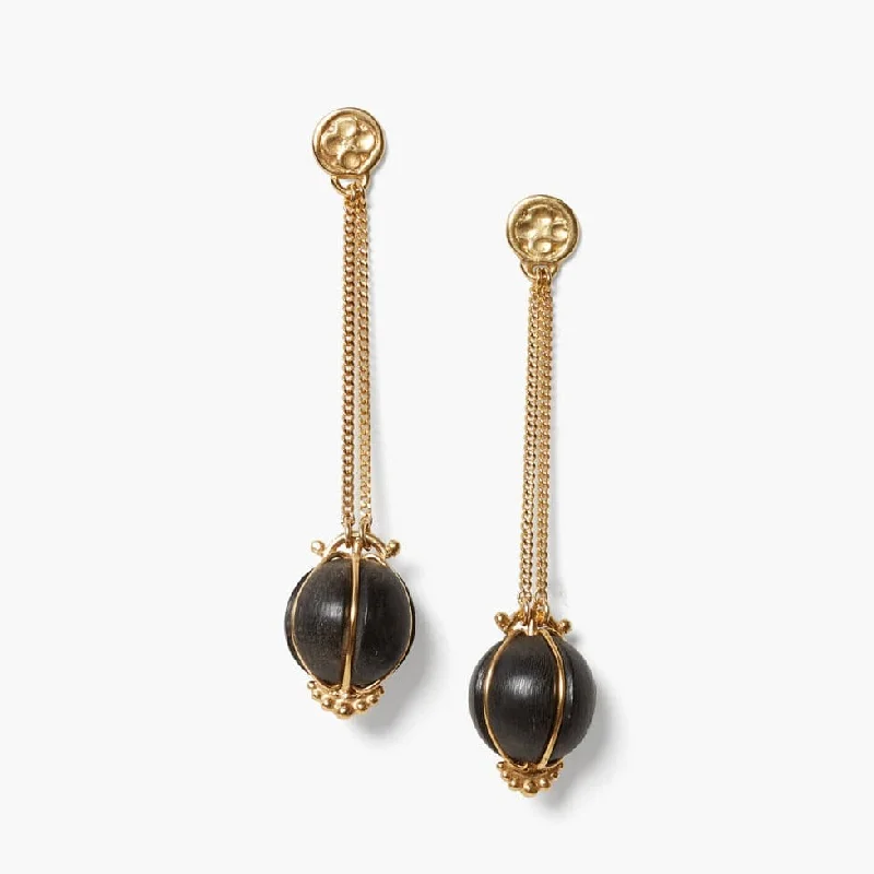 trendy pearl earrings for women-Balloon Drop Earrings Black Mix