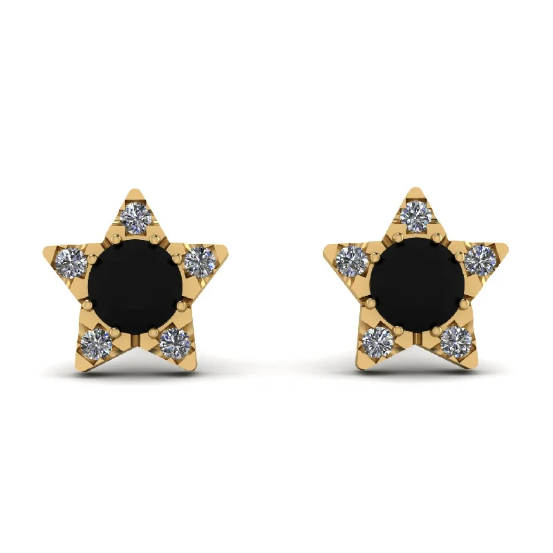 luxury silver earrings for women-Star Halo Black Diamond Earrings - Zelda No. 7