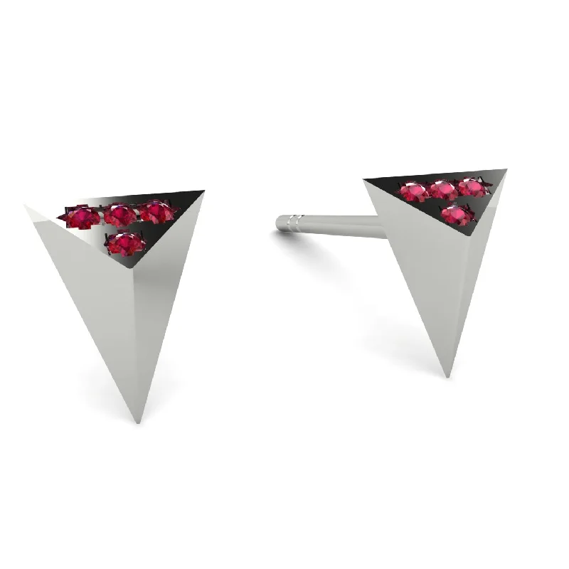 dazzling stud earrings for women-Triangle Ruby Earrings - Livia No. 12