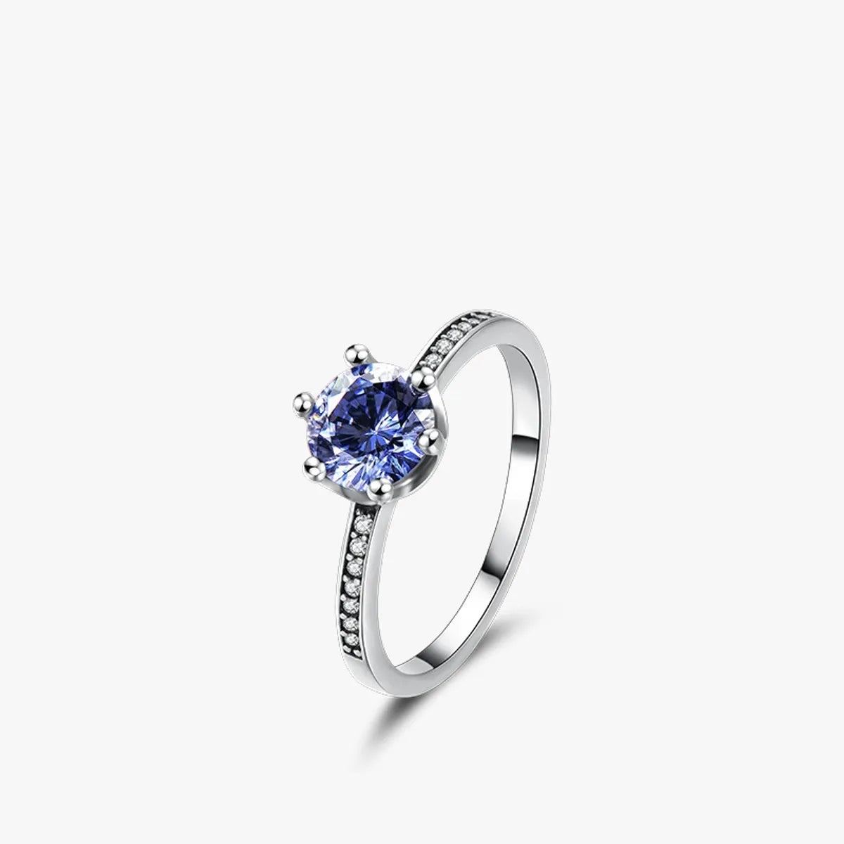 radiant engagement rings with diamonds for women-Fashion S925 Silver Tanzanite Blue Zircon Crown Gemstone Ring