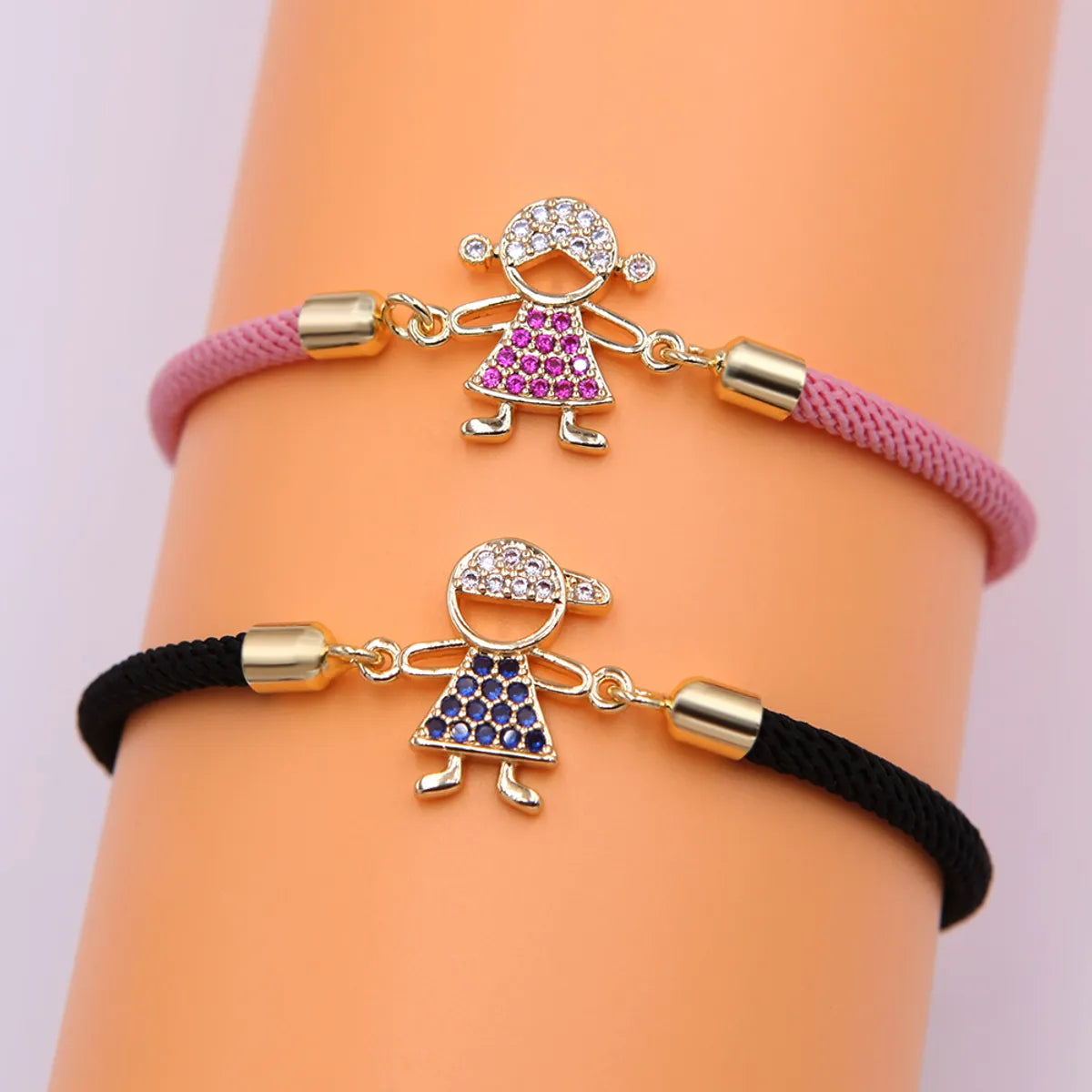 anniversary rings for women with gemstones-Romantic Shiny Color Block Rope Copper Plating Inlay Zircon 18k Gold Plated Women's Drawstring Bracelets