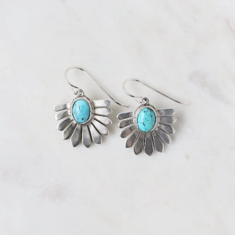 luxury gemstone stud earrings for women-Turquoise Sofi Earrings Silver