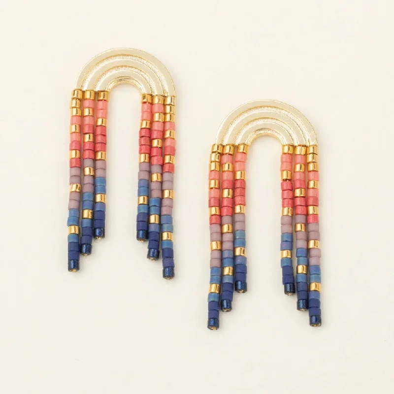 elegant hoop earrings for women-Chromacolor Miyuki Rainbow Fringe Earrings - Multi/Gold