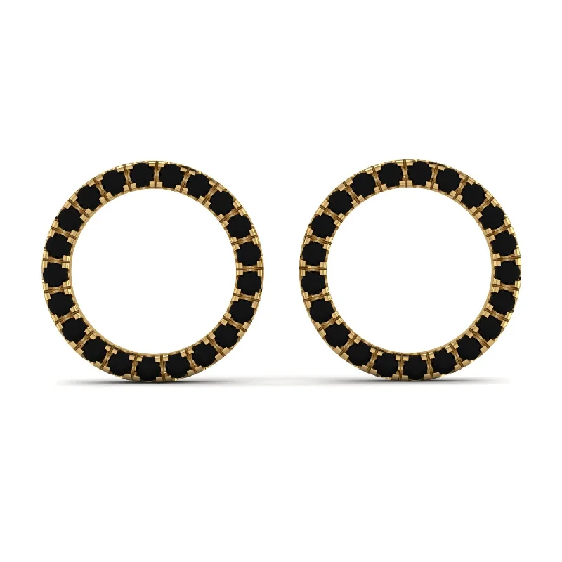 gold stud earrings for women-Circle Stud Black Diamond Earring - Lucille No. 7