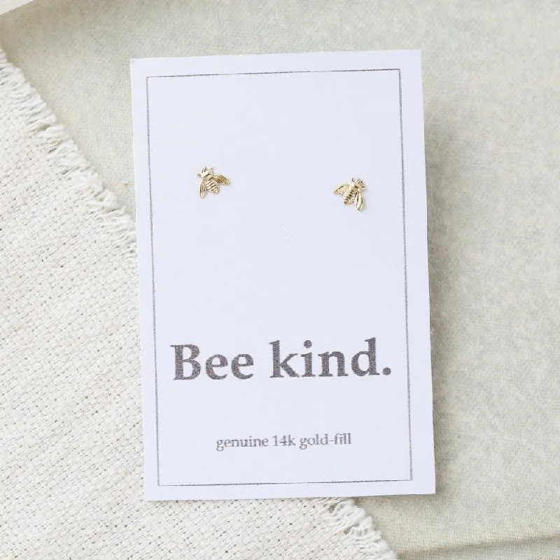 sterling silver stud earrings for women-Gold Filled Bee Post Earrings - "Bee Kind"