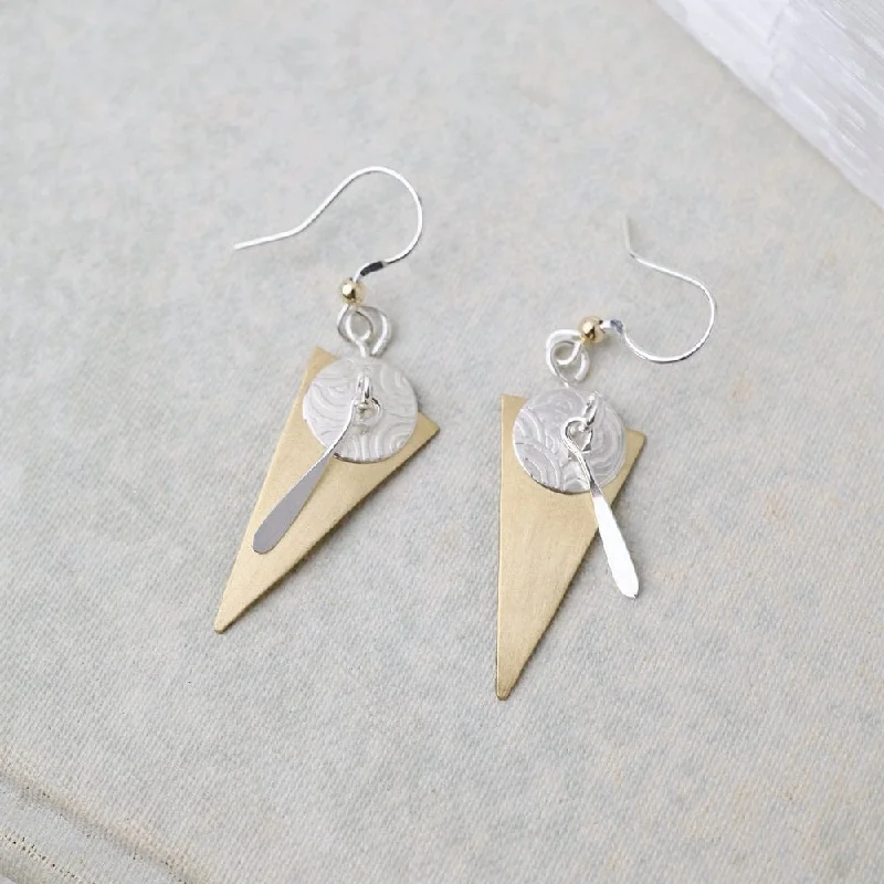 cute dangle earrings for women-Give & Take Earrings Two Tone