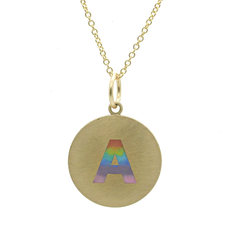 fashion statement necklaces for women-Custom Enamel Rainbow Ombre Initial Necklace