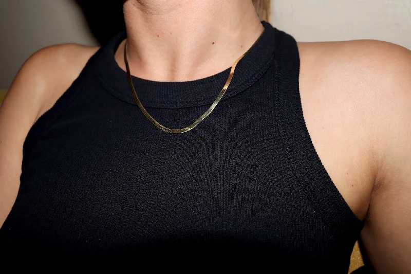 intricate necklace designs for women-14k Yellow Gold Herringbone Chain