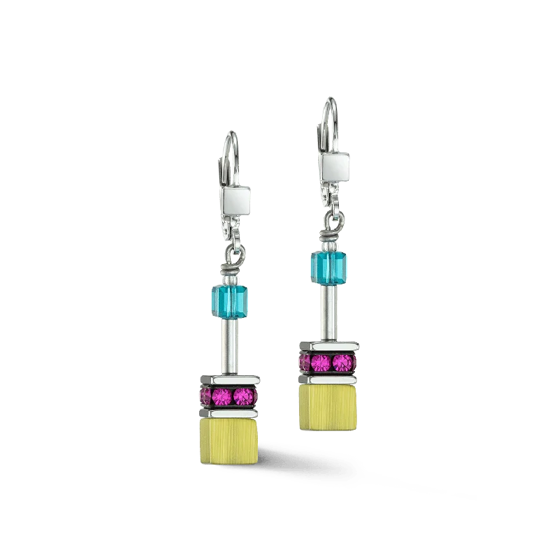 gold crystal earrings for women-Multicolor GeoCube Iconic Earrings