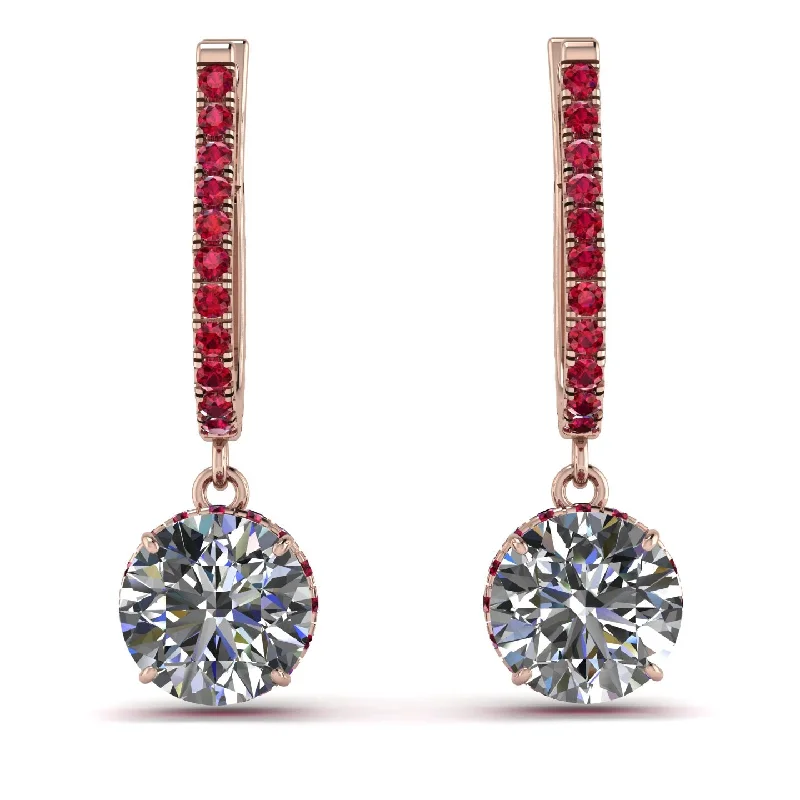 multicolored earrings for women-Diamond Dangle Earrings With Hidden Halo - Adaline No. 47