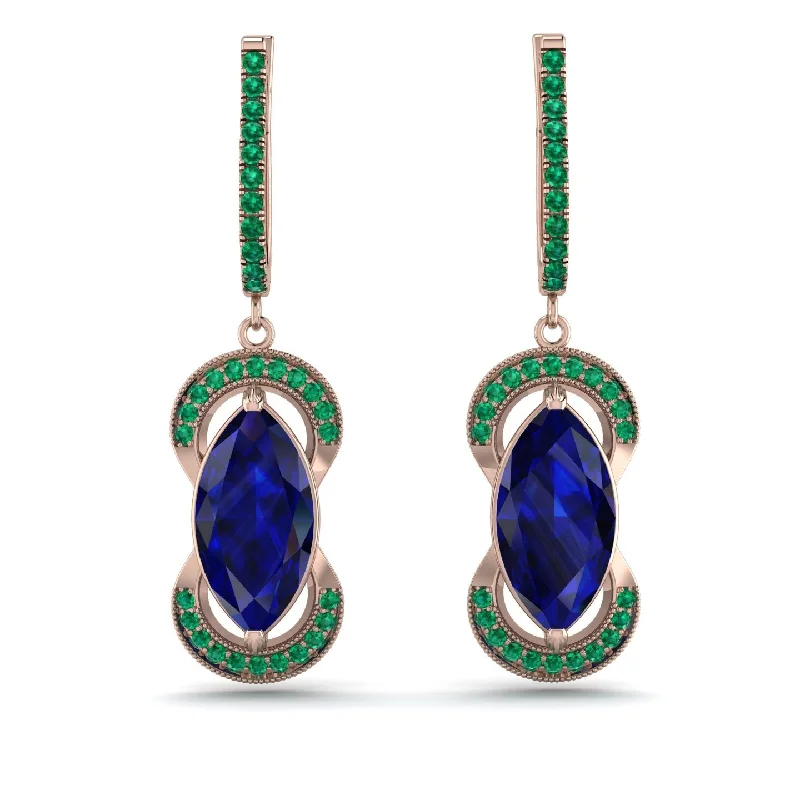 simple gemstone drop earrings for women-Marquise Vintage Sapphire Earrings - Marley No. 29