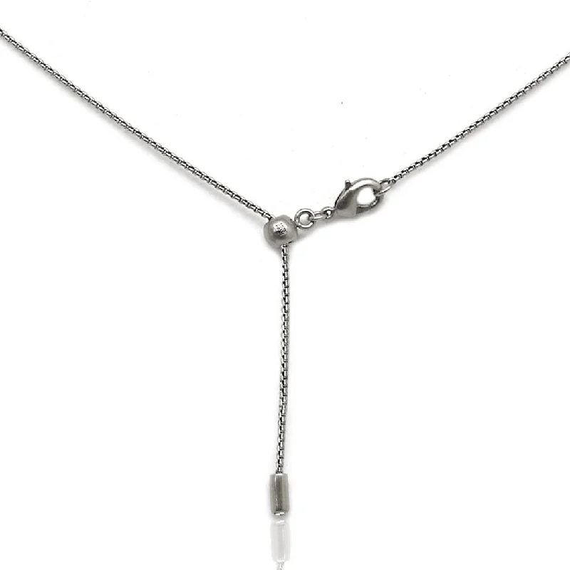 silver charm necklaces for women-VINTAGE SILVER SLIDER BOX CHAIN