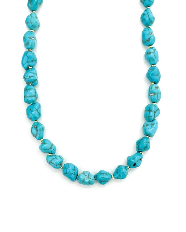 woven necklaces for women-Janet Turquoise Beaded Stone Necklace