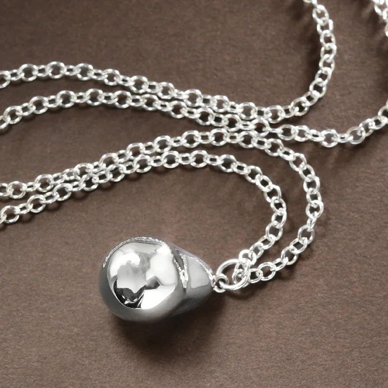 romantic heart necklaces for women-Giant Silver "Pearl"