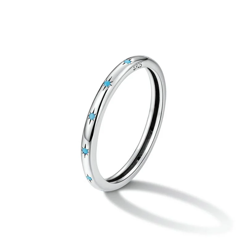 silver wedding rings for women with rubies-Simple Style Round Star Sterling Silver Inlay Zircon Rings