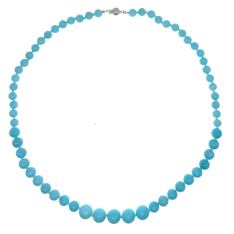 bold silver necklaces for women-Graduated Round Beaded Amazonite Necklace