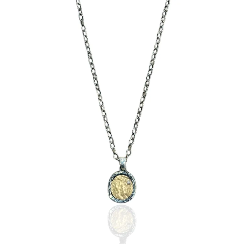 minimalist charm necklaces for women-VINTAGE SILVER PAVIA COIN & FRAME NECKLACE