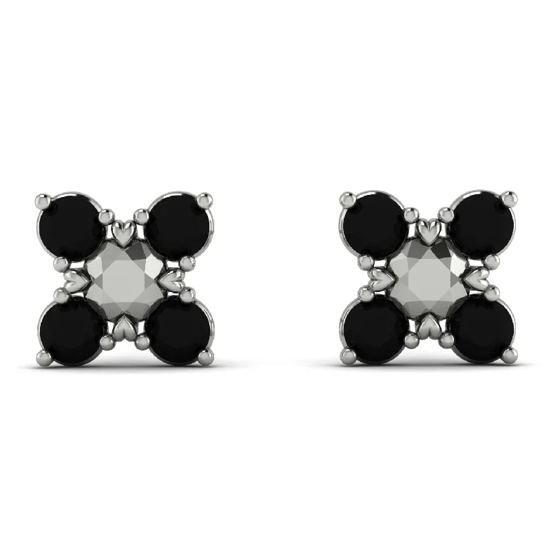 wedding earrings for women-Geometricblack Diamond Earrings Golden Diamond - Jayda No. 9