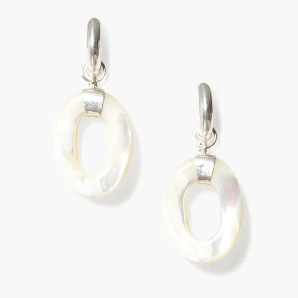 statement diamond earrings for women-Jordan Hoop Earrings White Mother of Pearl