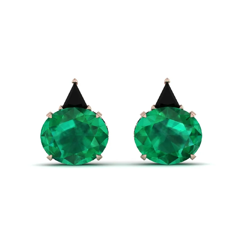 sterling silver earrings for women-Hidden Halo Emerald Earrings - Rosalie No. 35