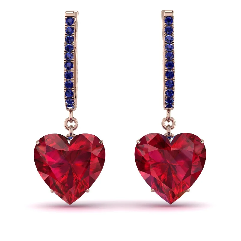 silver stud earrings for women-Heart Ruby Earrings - Noelle No. 71